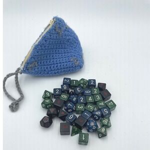 39 Pc Dice Set Dungeons & Dragons RPG Tabletop Gaming Accessories Crochet‎ Bag